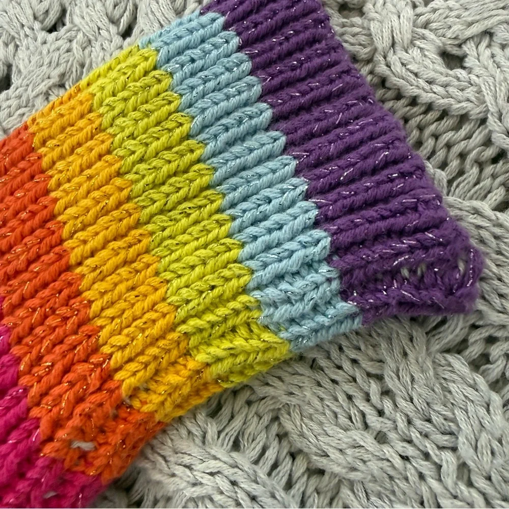 Le Superbe Silver Lining Rainbow Cuff Cashmere Blend Sweater